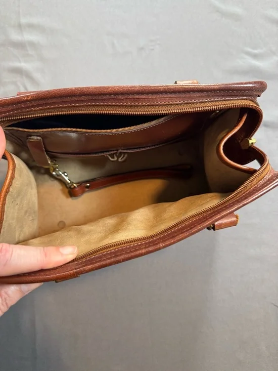 Brahmin Cognac Leather Satchel with Brass Medallion - Picture 5 of 7